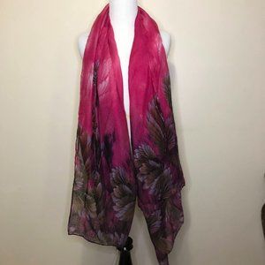 Pink Leaf Print Scarf
